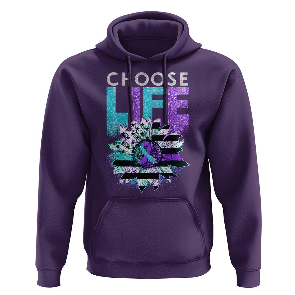 Suicide Prevention Hoodie Choose Life Sunflower American Flag TS09 Purple Print Your Wear