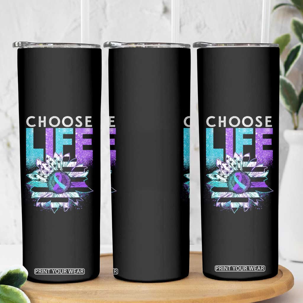 Suicide Prevention Skinny Tumbler Choose Life Sunflower American TS09 Print Your Wear