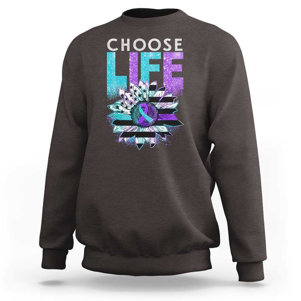 Suicide Prevention Sweatshirt Choose Life Sunflower American Flag TS09 Dark Chocolate Print Your Wear