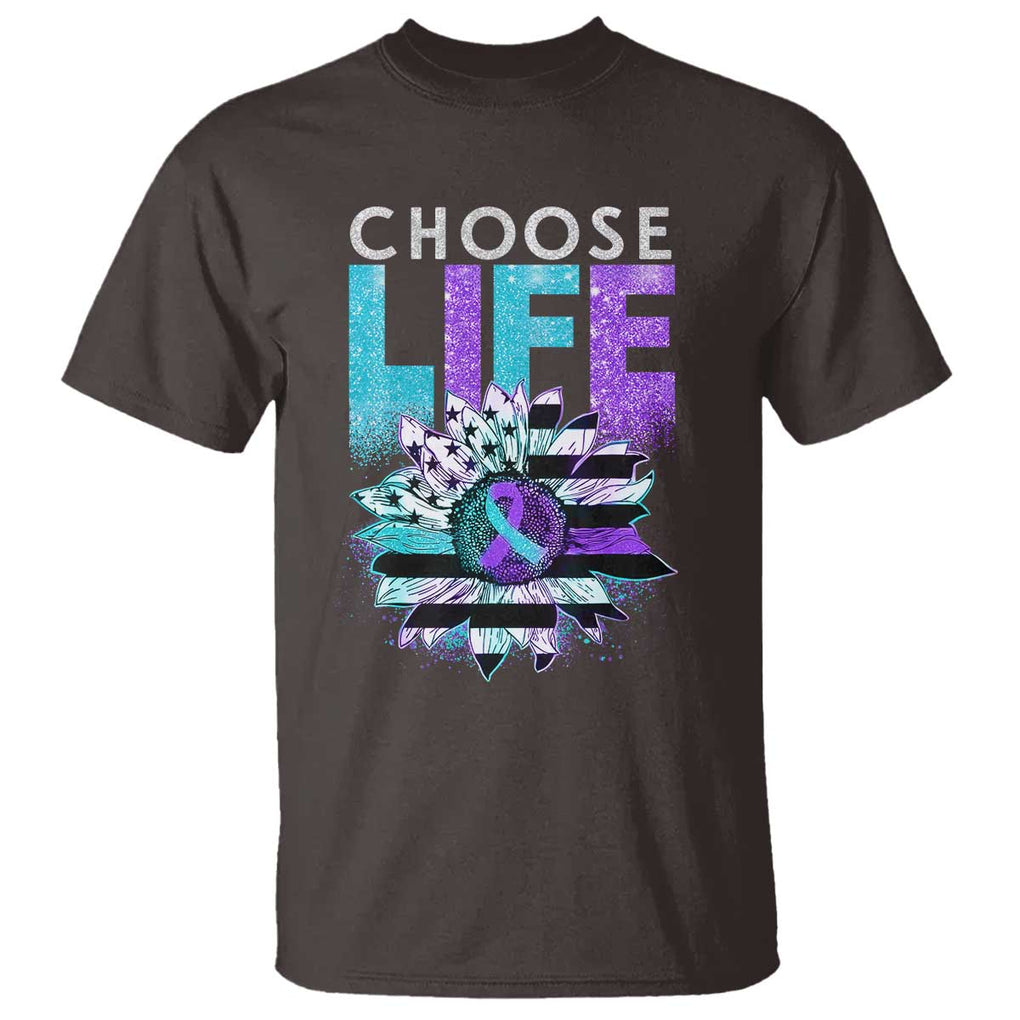 Suicide Prevention T Shirt Choose Life Sunflower American Flag TS09 Dark Chocolate Print Your Wear
