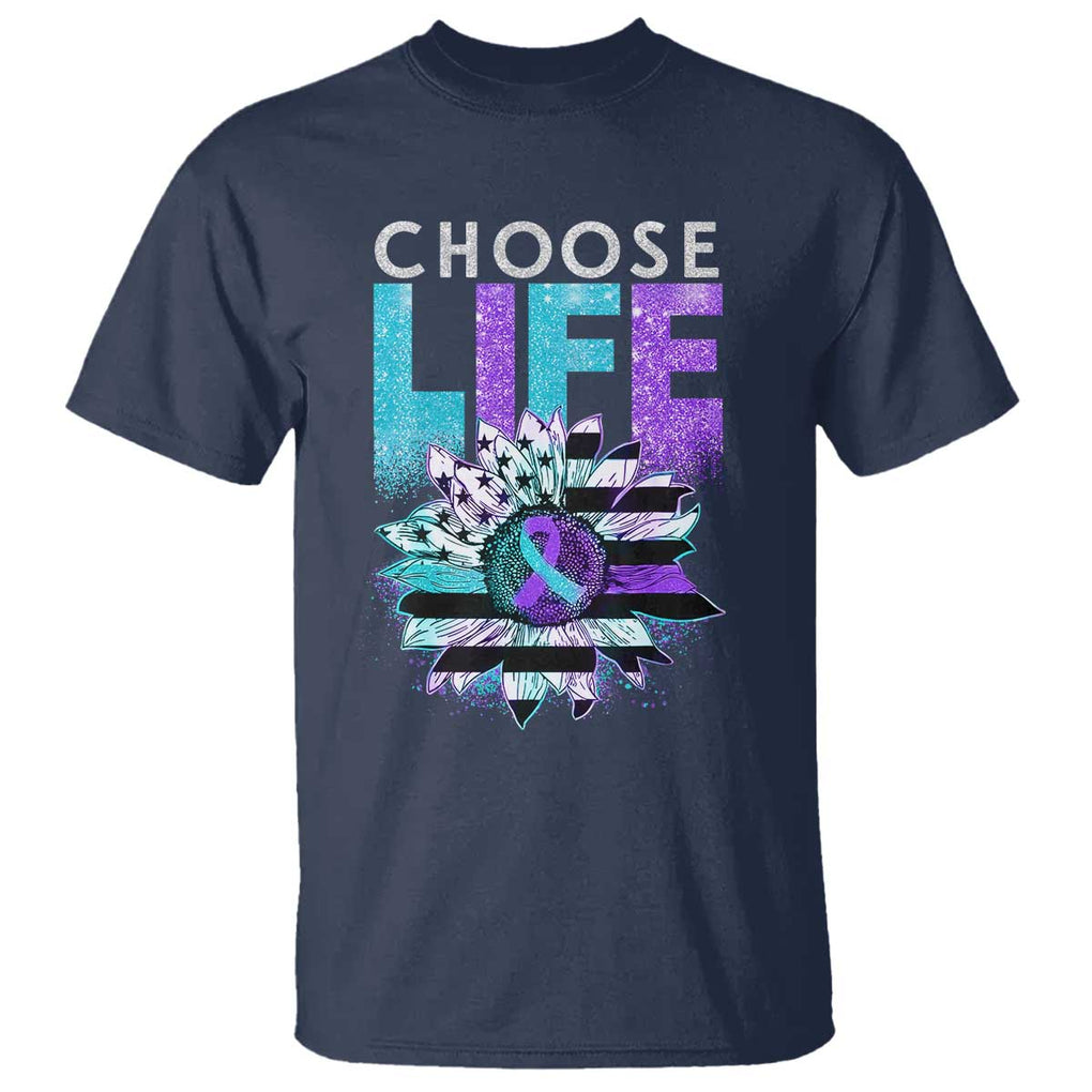 Suicide Prevention T Shirt Choose Life Sunflower American Flag TS09 Navy Print Your Wear