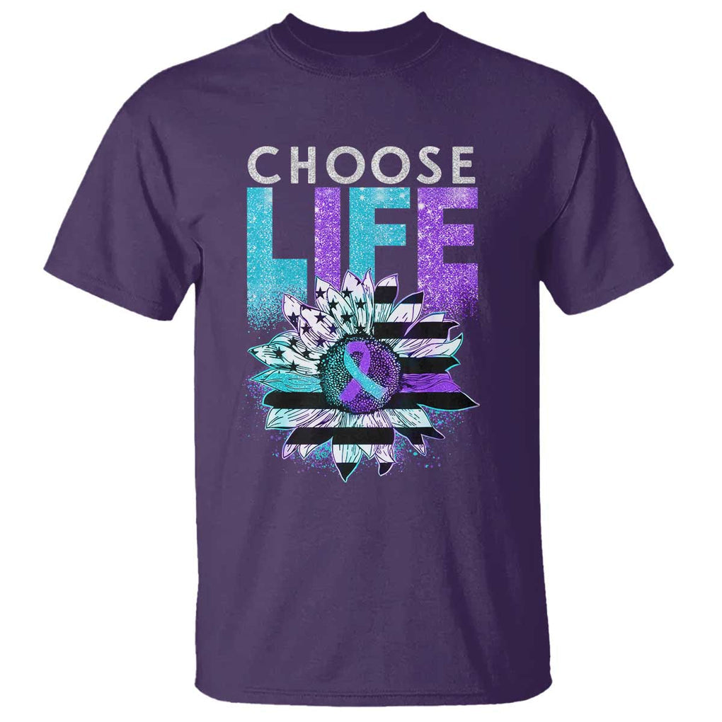 Suicide Prevention T Shirt Choose Life Sunflower American Flag TS09 Purple Print Your Wear