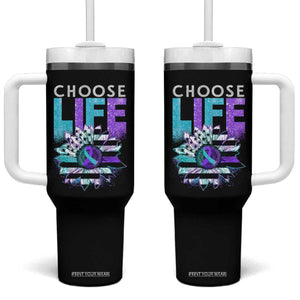 Suicide Prevention Tumbler With Handle Choose Life Sunflower American TS09 One Size: 40 oz Black Print Your Wear