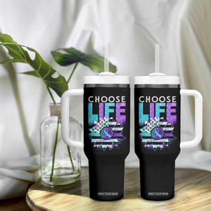 Suicide Prevention Tumbler With Handle Choose Life Sunflower American TS09 Print Your Wear