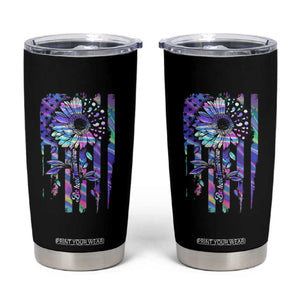 Suicide Prevention Tumbler Cup Be Here Tomorrow Semicolon Sunflower American Flag TS09 Black Print Your Wear