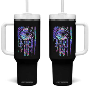 Suicide Prevention Tumbler With Handle Be Here Tomorrow Semicolon Sunflower American Flag TS09 One Size: 40 oz Black Print Your Wear