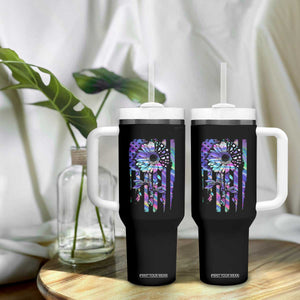 Suicide Prevention Tumbler With Handle Be Here Tomorrow Semicolon Sunflower American Flag TS09 Print Your Wear