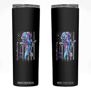 Suicide Prevention Skinny Tumbler Warrior Rose American Flag TS09 Black Print Your Wear