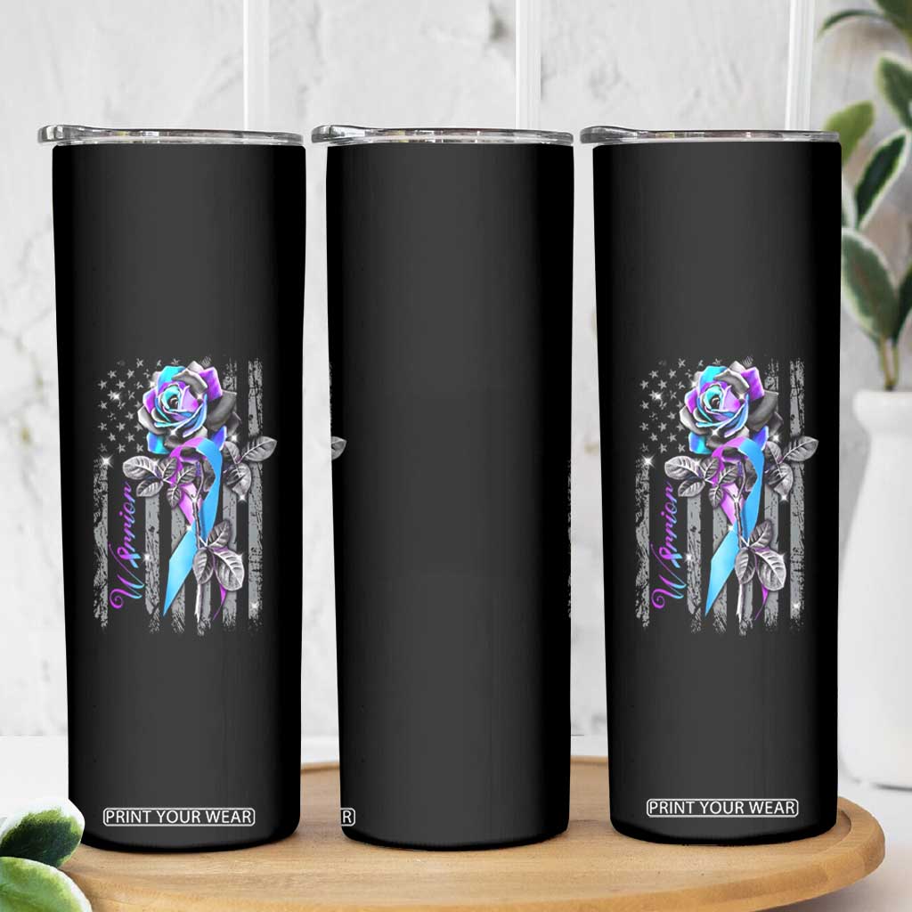 Suicide Prevention Skinny Tumbler Warrior Rose American Flag TS09 Print Your Wear