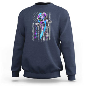 Suicide Prevention Sweatshirt Warrior Rose American Flag TS09 Navy Print Your Wear