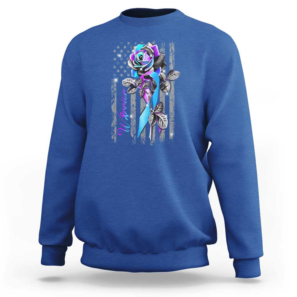 Suicide Prevention Sweatshirt Warrior Rose American Flag TS09 Royal Blue Print Your Wear