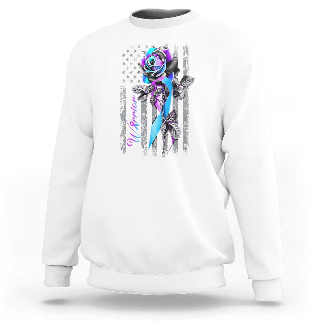 Suicide Prevention Sweatshirt Warrior Rose American Flag TS09 White Print Your Wear