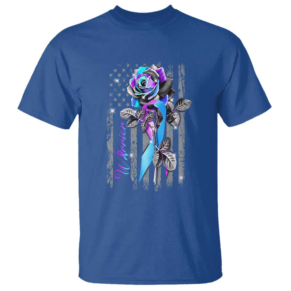 Suicide Prevention T Shirt Warrior Rose American Flag TS09 Royal Blue Print Your Wear