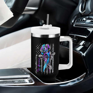 Suicide Prevention Tumbler With Handle Warrior Rose American Flag TS09 Print Your Wear