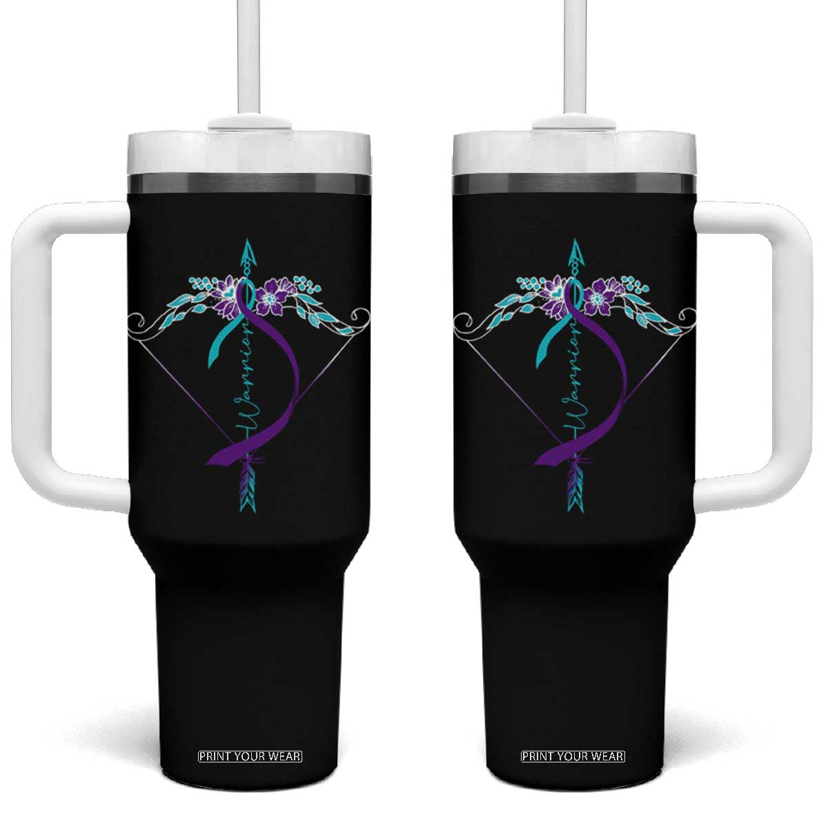 Suicide Prevention Arrow Warrior Tumbler With Handle TS09 One Size: 40 oz Black Print Your Wear