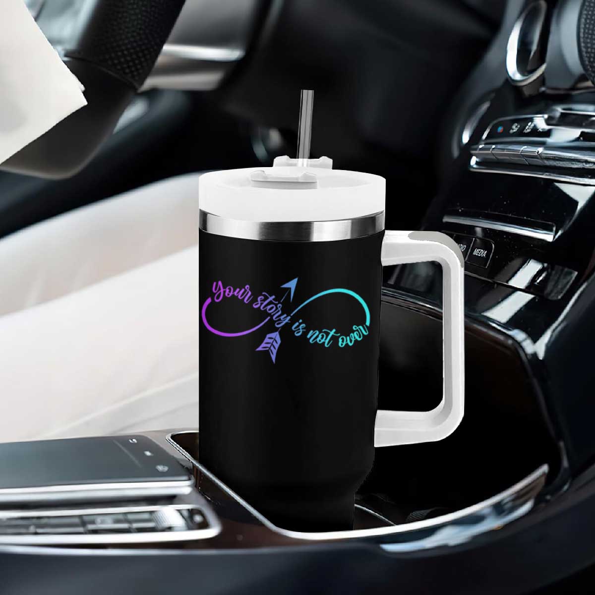 Suicide Prevention Tumbler With Handle Your Story Is Not Over Yet Arrow TS09 Print Your Wear