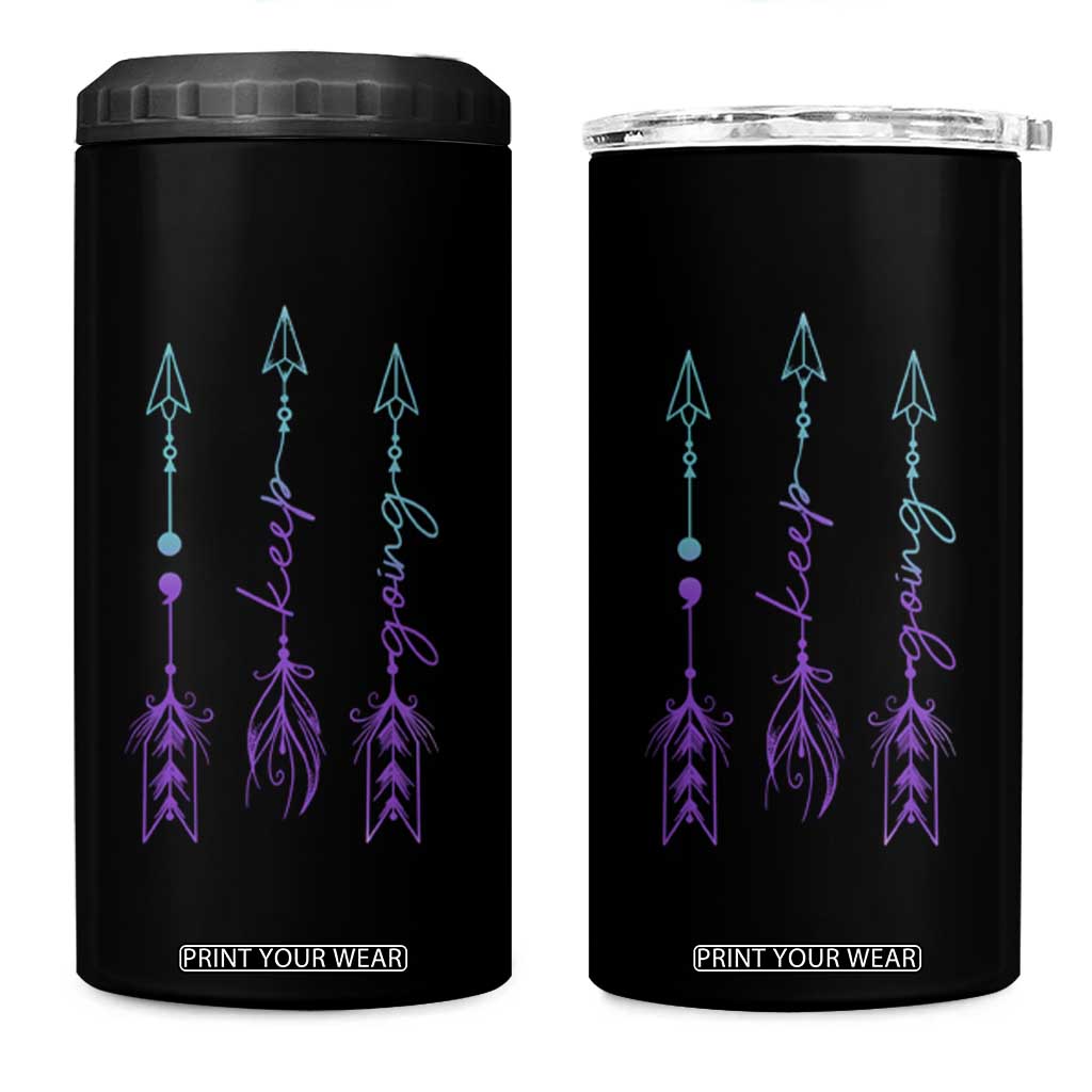 Suicide Prevention Arrow Semicolon Keep Going 4 in 1 Can Cooler Tumbler TS09 One Size: 16 oz Black Print Your Wear