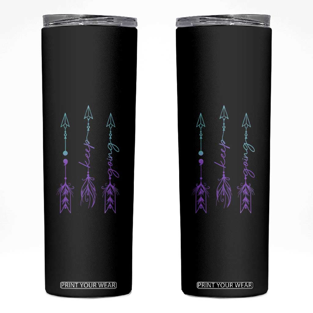 Suicide Prevention Arrow Semicolon Keep Going Skinny Tumbler TS09 Black Print Your Wear