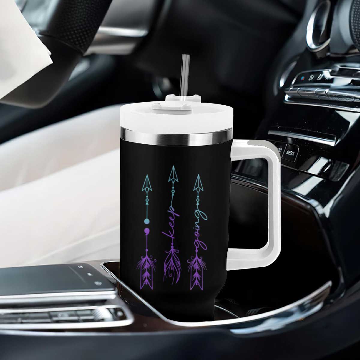 Suicide Prevention Arrow Semicolon Keep Going Tumbler With Handle TS09 Print Your Wear