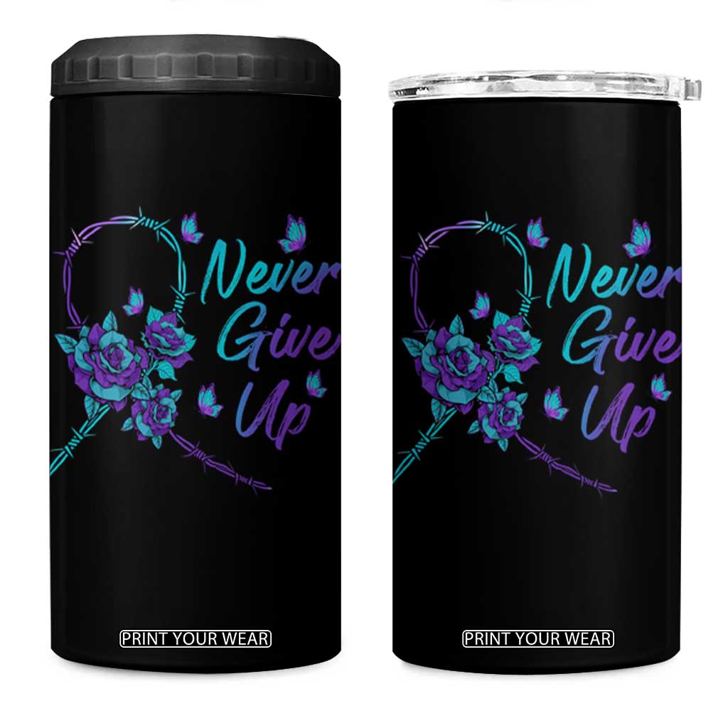 Suicide Prevention Roses Ribbon Never Give Up 4 in 1 Can Cooler Tumbler TS09 One Size: 16 oz Black Print Your Wear