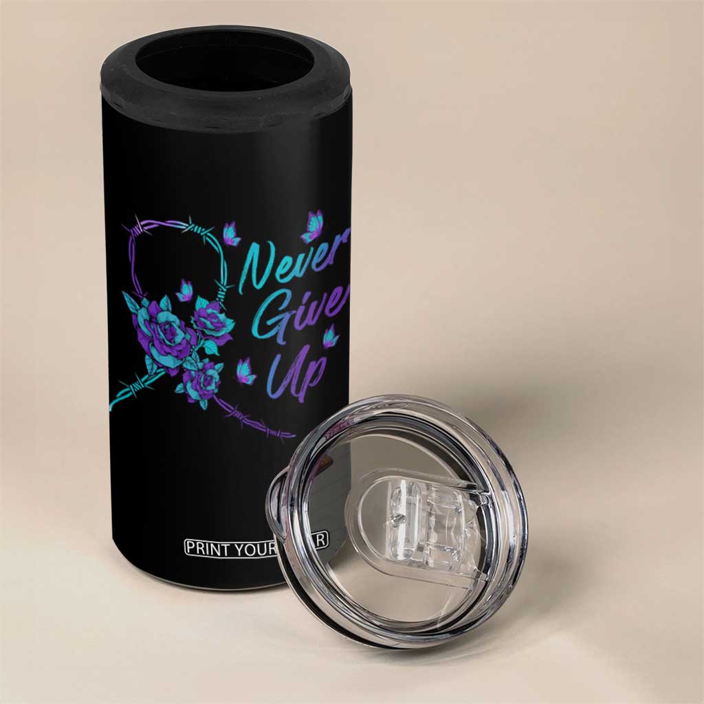 Suicide Prevention Roses Ribbon Never Give Up 4 in 1 Can Cooler Tumbler TS09 Print Your Wear