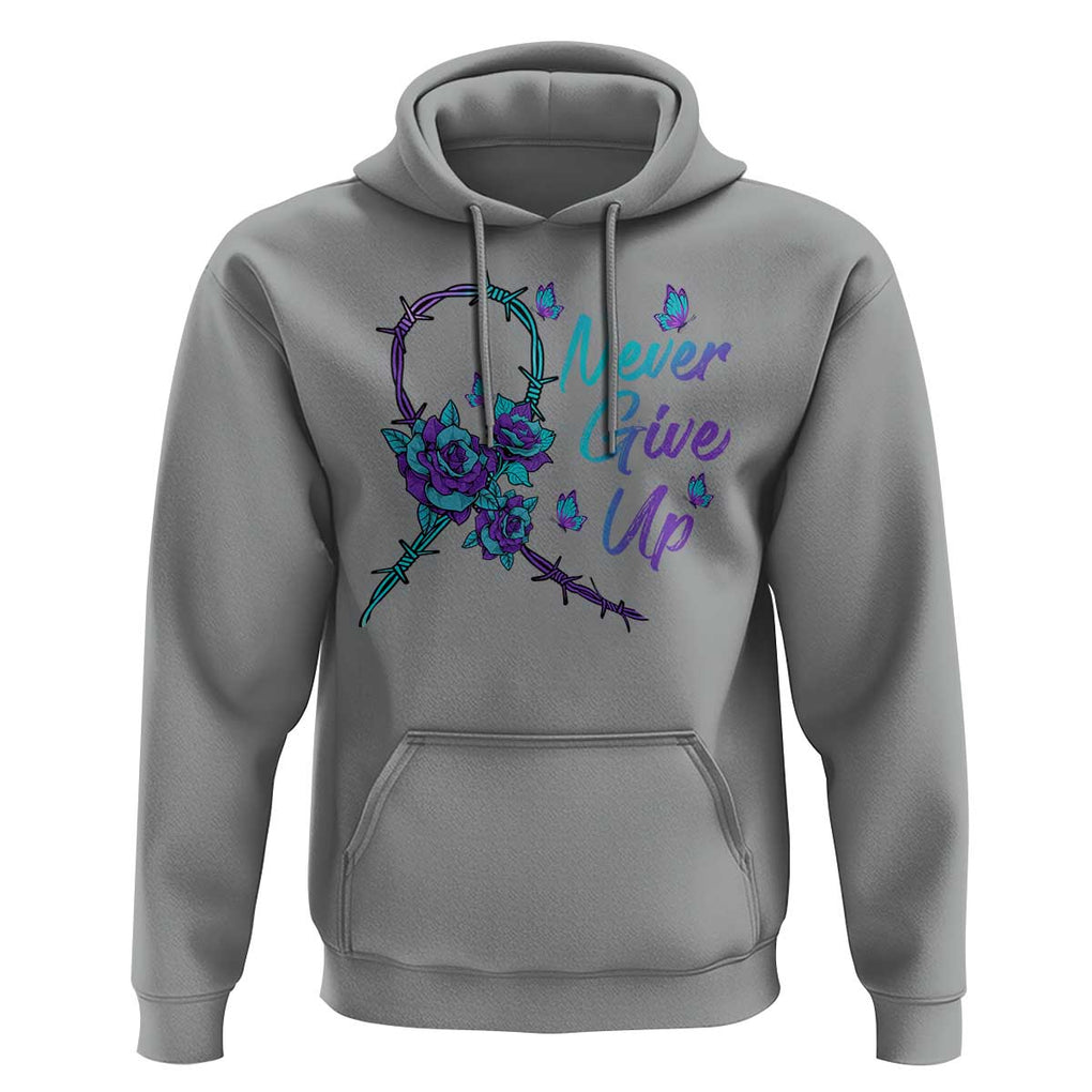 Suicide Prevention Roses Ribbon Never Give Up Hoodie TS09 Sport Gray Print Your Wear