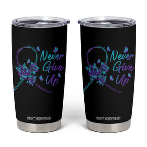 Suicide Prevention Roses Ribbon Never Give Up Tumbler Cup TS09 Black Print Your Wear