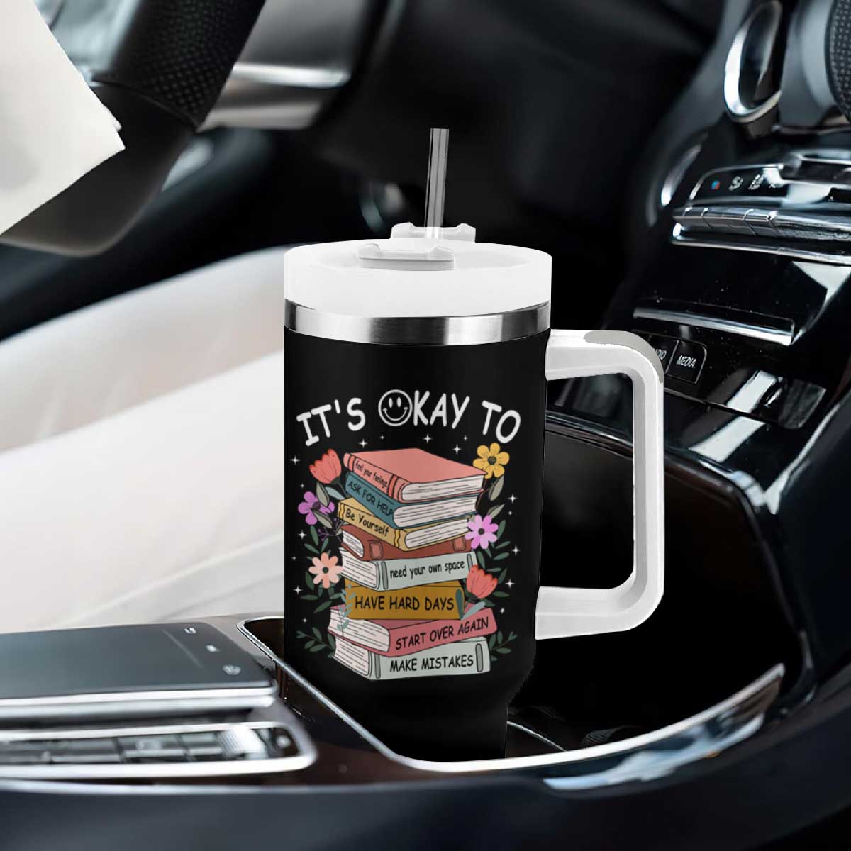 Suicide Prevention It's Okay Tumbler With Handle To Ask For Help Start Over Again Make Mistakes TS09 Print Your Wear