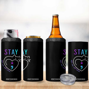 Suicide Prevention Cat Lover 4 in 1 Can Cooler Tumbler You Are Not Alone Cute Cats Stay Semicolon TS09 Print Your Wear