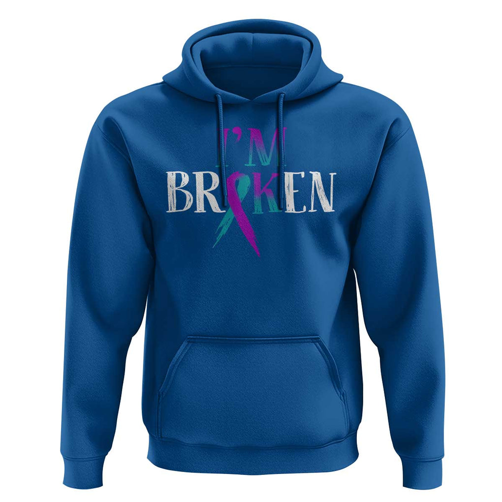Suicide Prevention Hoodie I'm Ok Broken Teal And Purple Ribbon TS09 Royal Blue Print Your Wear