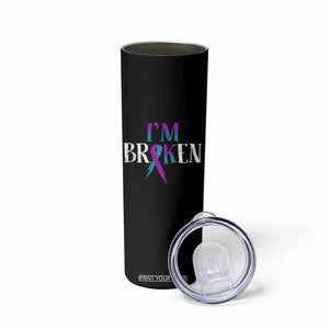 Suicide Prevention Skinny Tumbler I'm Ok Broken Teal And Purple Ribbon TS09 Print Your Wear