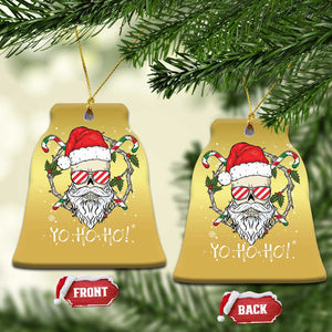 Cool Santa Christmas Ornament Yo Ho Ho Skull Beard Sunglass TS09 Bell Flake Gold Print Your Wear