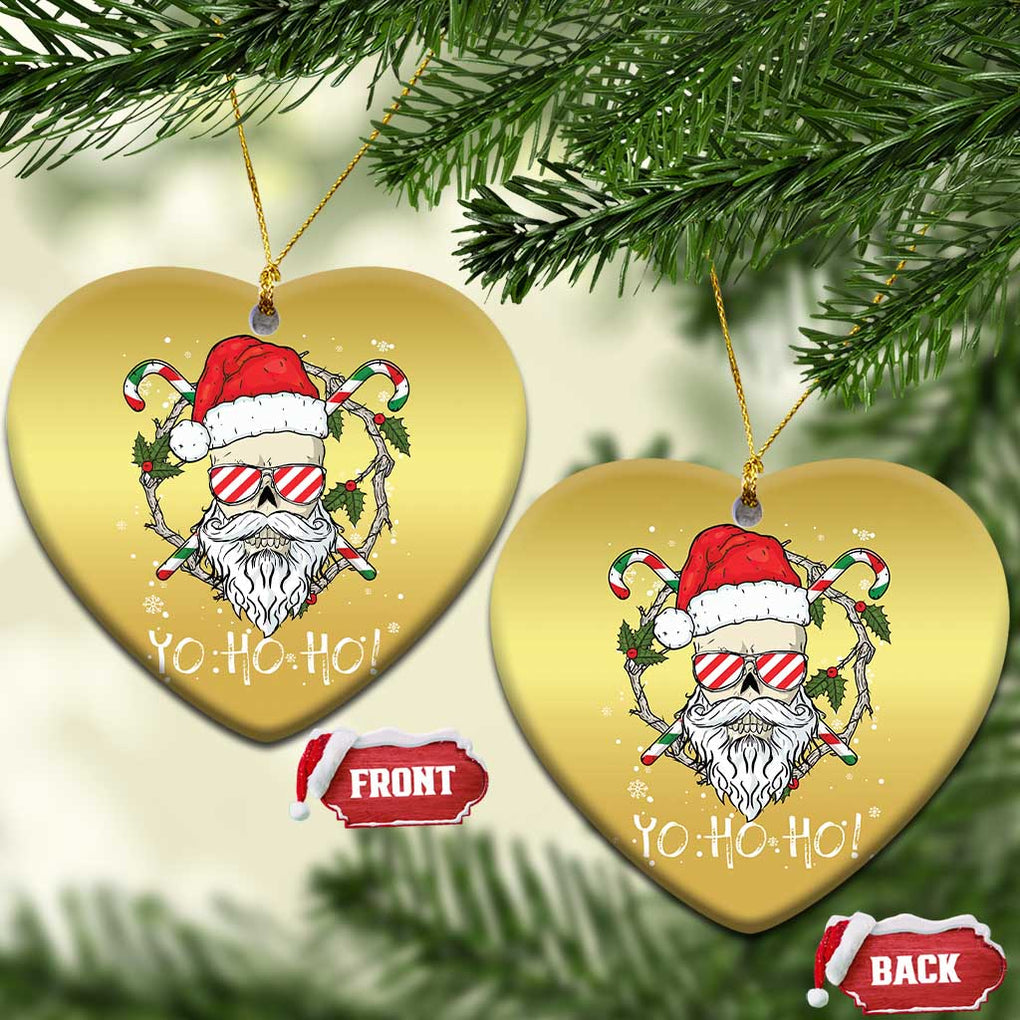 Cool Santa Christmas Ornament Yo Ho Ho Skull Beard Sunglass TS09 Heart Gold Print Your Wear
