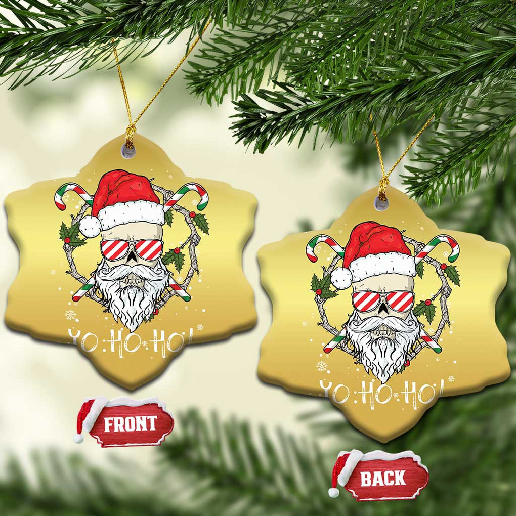 Cool Santa Christmas Ornament Yo Ho Ho Skull Beard Sunglass TS09 Snow Flake Gold Print Your Wear