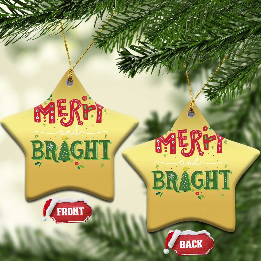 Merry And Bright Christmas Tree Xmas Holiday Christmas Ornament TS09 Star Gold Print Your Wear