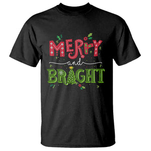 Merry And Bright Christmas Tree Xmas Holiday T Shirt TS09 Light Blue Printyourwear