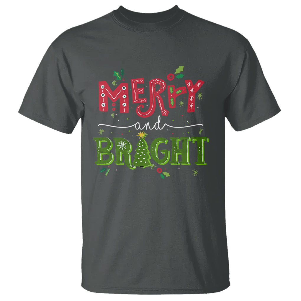 Merry And Bright Christmas Tree Xmas Holiday T Shirt TS09 Printyourwear