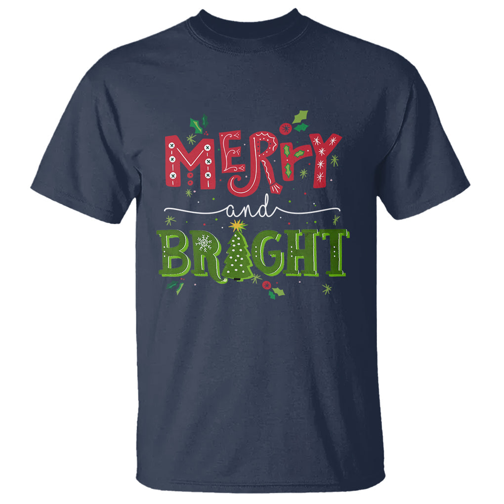 Merry And Bright Christmas Tree Xmas Holiday T Shirt TS09 Printyourwear