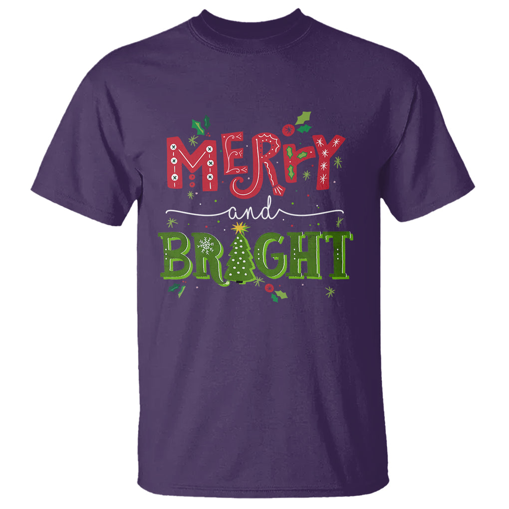 Merry And Bright Christmas Tree Xmas Holiday T Shirt TS09 Printyourwear