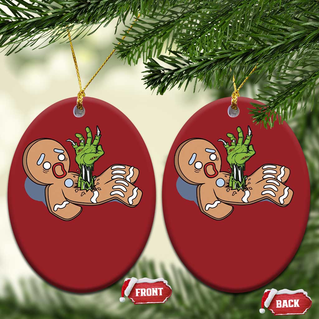 Funny Xmas Christmas Ornament Scary Zombie Gingerbread Krampus Broken Cookie TS09 Oval Red Print Your Wear