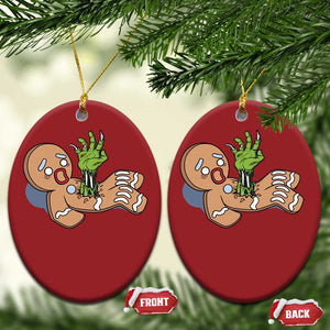 Funny Xmas Christmas Ornament Scary Zombie Gingerbread Krampus Broken Cookie TS09 Oval Red Print Your Wear