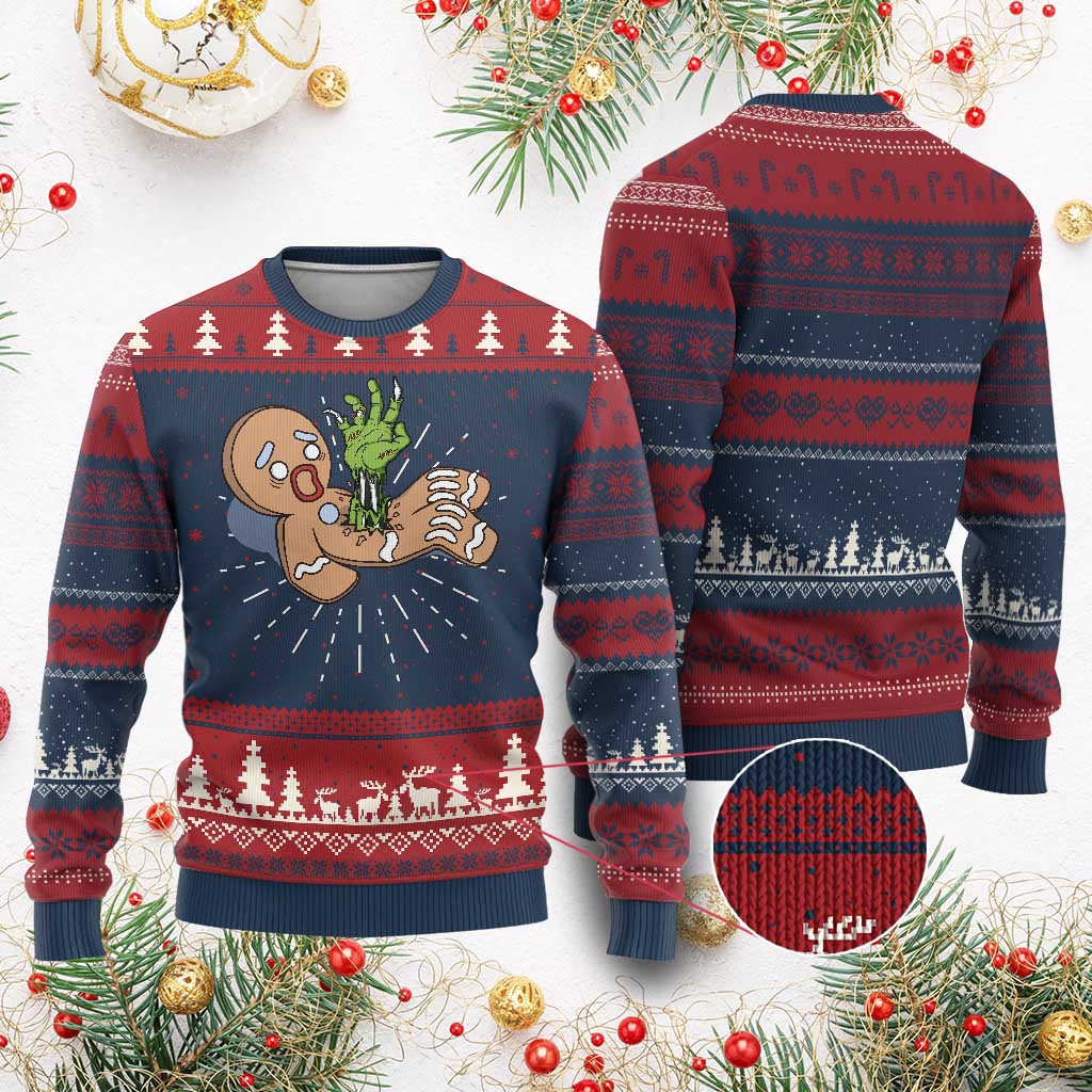Funny Xmas Ugly Christmas Sweater Scary Zombie Gingerbread Krampus Broken Cookie TS09 Burgundy Print Your Wear