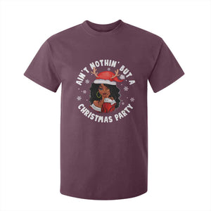 African American Xmas Santa Ain't Nothin' But A Christmas Party T Shirt For Kid TS09 Maroon Print Your Wear