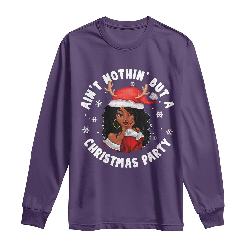 African American Xmas Santa Ain't Nothin' But A Christmas Party Long Sleeve Shirt TS09 Purple Print Your Wear