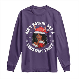African American Xmas Santa Ain't Nothin' But A Christmas Party Long Sleeve Shirt TS09 Purple Print Your Wear