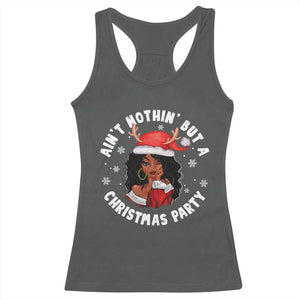 African American Xmas Santa Ain't Nothin' But A Christmas Party Racerback Tank Top TS09 Dark Heather Print Your Wear