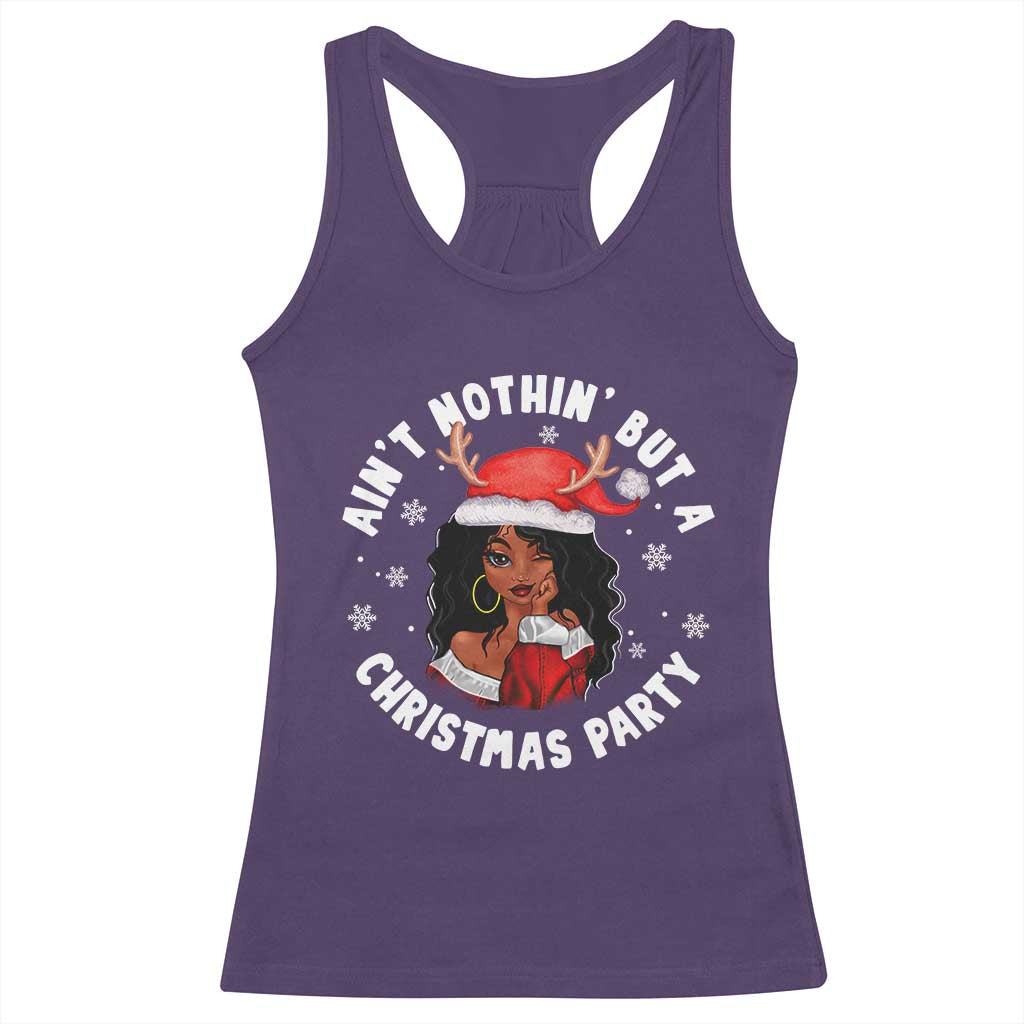 African American Xmas Santa Ain't Nothin' But A Christmas Party Racerback Tank Top TS09 Purple Print Your Wear