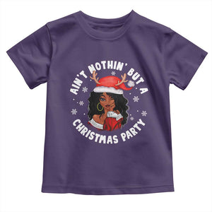 African American Xmas Santa Ain't Nothin' But A Christmas Party Toddler T Shirt TS09 Purple Print Your Wear
