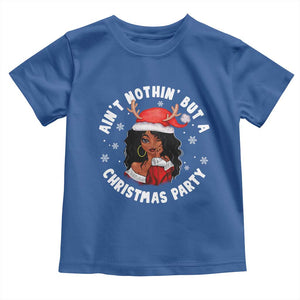 African American Xmas Santa Ain't Nothin' But A Christmas Party Toddler T Shirt TS09 Royal Blue Print Your Wear