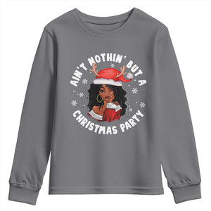 African American Xmas Santa Ain't Nothin' But A Christmas Party Youth Sweatshirt TS09 Charcoal Print Your Wear